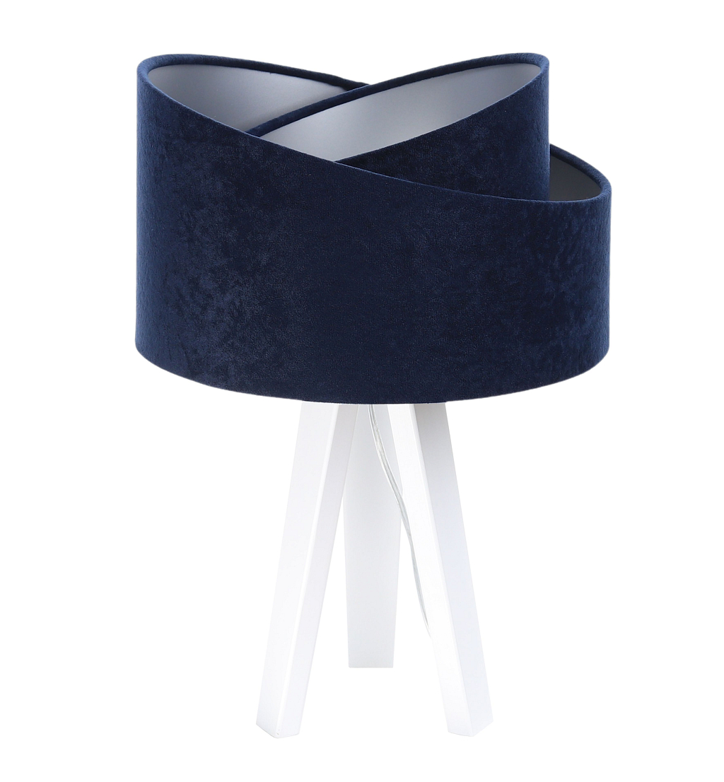 Levně BPS koncept Stolní lampa GALAXY modrá, 1xE27, v. 45 cm Barva: Stříbrná, Barva základny: Bílé dřevo