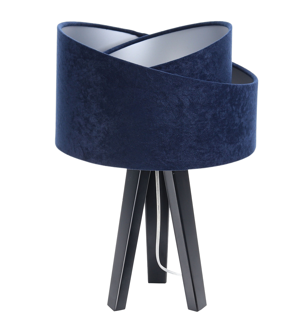 Levně BPS koncept Stolní lampa GALAXY modrá, 1xE27, v. 45 cm Barva: Stříbrná, Barva základny: Černé dřevo