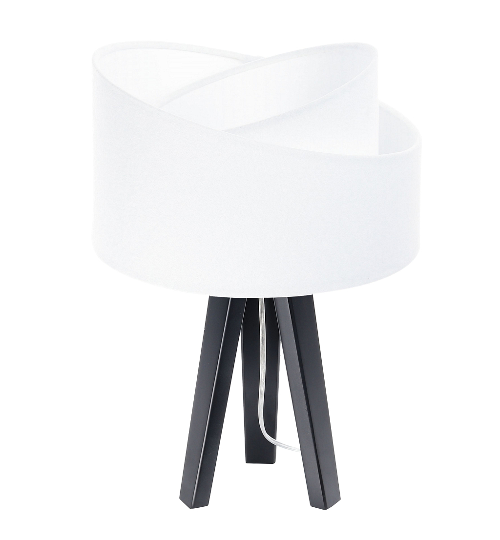 Levně BPS koncept Stolní lampa GALAXY bílá, 1xE27, v. 45 cm Barva: Bílá, Barva základny: Bílé dřevo