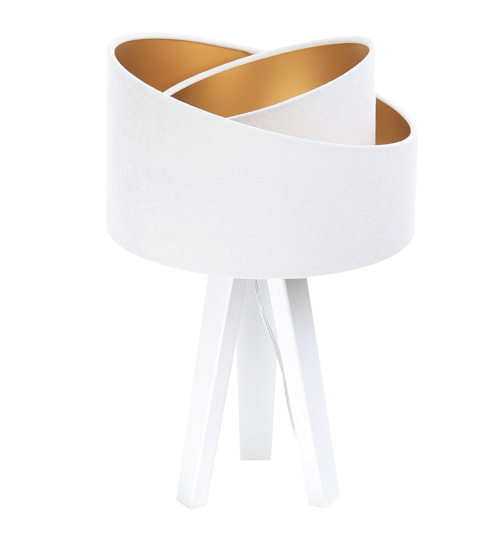 Levně BPS koncept Stolní lampa GALAXY bílá, 1xE27, v. 45 cm Barva: Zlatá, Barva základny: Bílé dřevo