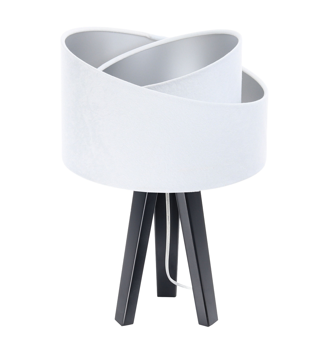 Levně BPS koncept Stolní lampa GALAXY bílá, 1xE27, v. 45 cm Barva: Stříbrná, Barva základny: Černé dřevo