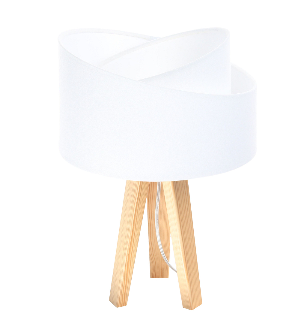 Levně BPS koncept Stolní lampa GALAXY bílá, 1xE27, v. 45 cm Barva: Bílá, Barva základny: Naturální dřevo