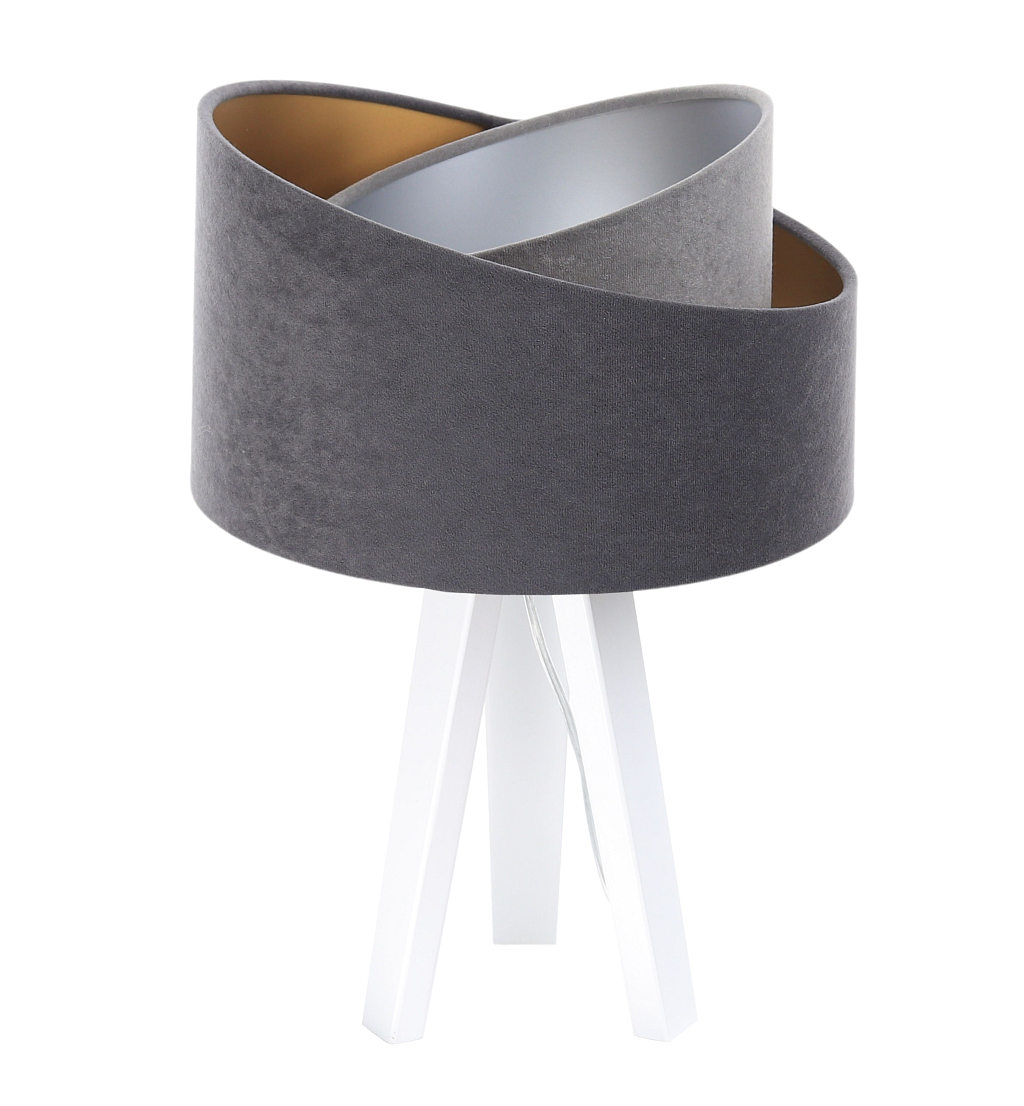 BPS koncept Stolní lampa GALAXY stříbrná-zlatá, 1xE27, v. 45 cm Barva základny: Bílé dřevo