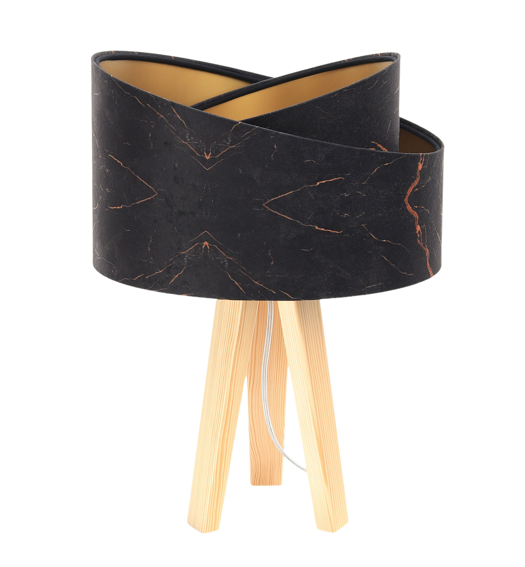 BPS koncept Stolní lampa GALAXY černá-oranžová, 1xE27, v. 45 cm Barva základny: Naturální dřevo