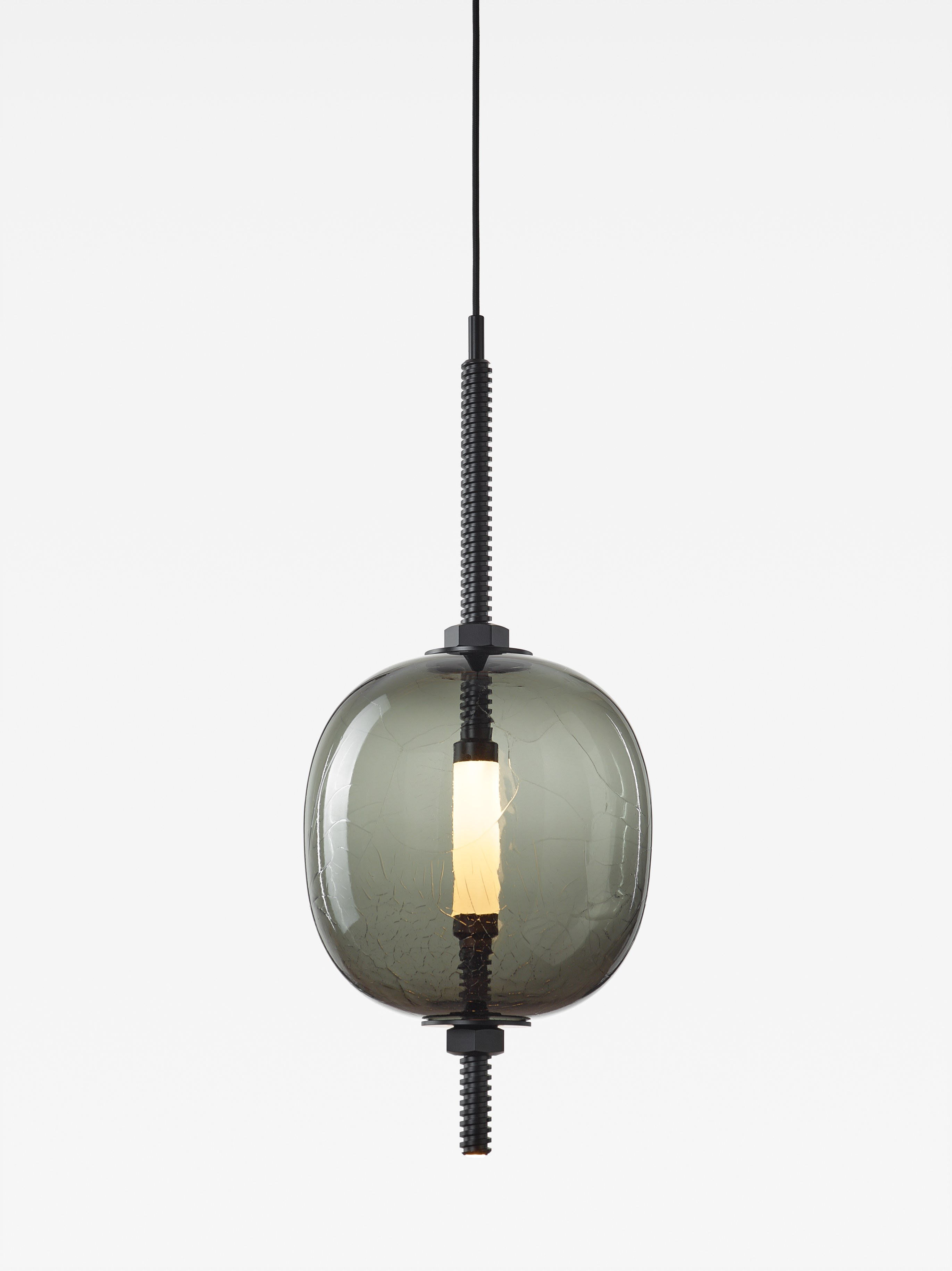 Levně Brokis Designové LED závěsné svítidlo Under pressure more PC1389 Povrch Montury: Broušená champagne lak, Barva skla: Opalín, Baldachýn: Broušená černá lak
