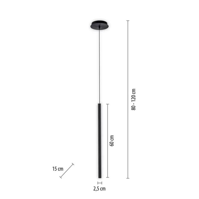 Paul Neuhaus Závěsné LED svítidlo FLUTE 4,3W, v. 60 cm, 3000K Barva: Černé