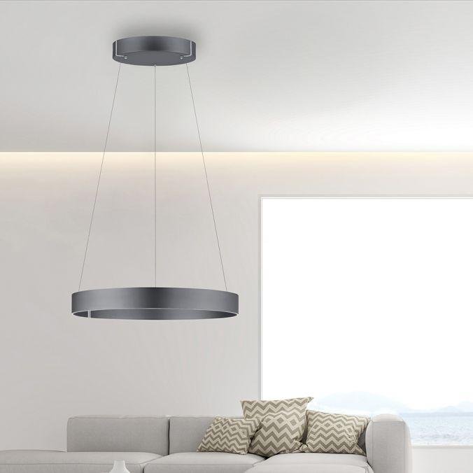 Paul Neuhaus Závěsné LED svítidlo PURE E-Clipse, 53W, ø 70 cm, 2700-5000K, elektricky nastavitelná výška Barva: Mystická šedá