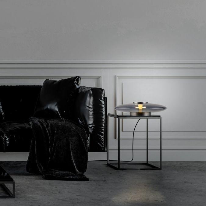 Paul Neuhaus Stolní LED lampa PURE Vitrum, ø 32 cm, 2700K stmívatelná, dotykový stmívač Barva: Platina