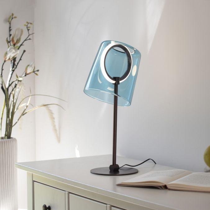 Paul Neuhaus Stolní LED lampa ZULA, 8W, v.42 cm, 3000K stmívatelná šňůrovým stmívačem Barva: Modrá