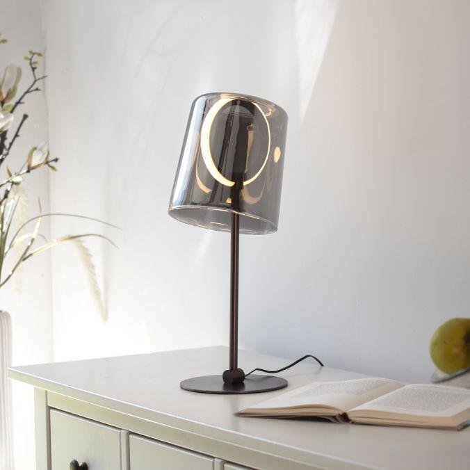 Paul Neuhaus Stolní LED lampa ZULA, 8W, v.42 cm, 3000K stmívatelná šňůrovým stmívačem Barva: Kouřová