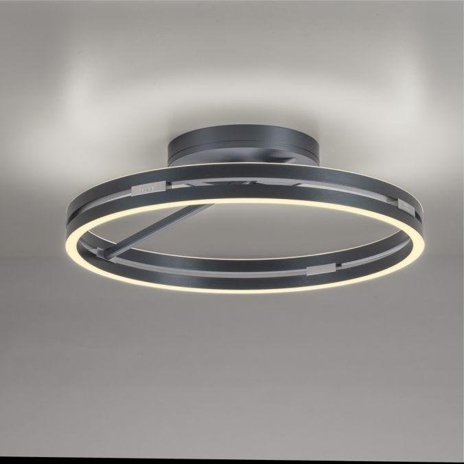PAULNEUHAUS Stropní LED svítidlo PURE Loop, pr.60cm, 7W+30W 2700-5000K, šedá mystic