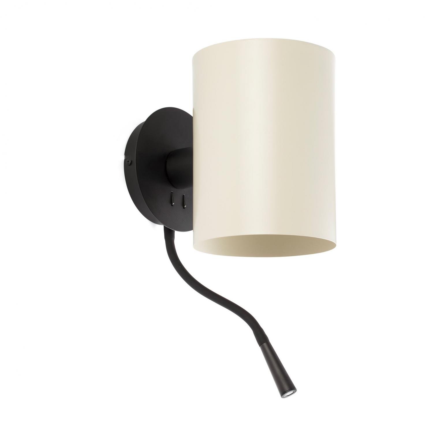 Levně GUADALUPE nástěnná lampa, černá/béžová, se čtecí lampičkou - FARO
