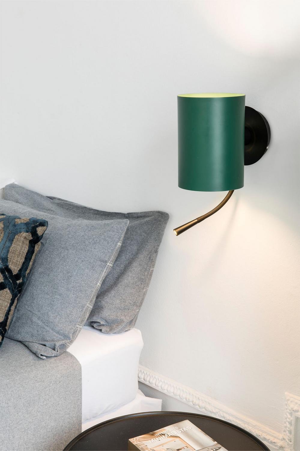 Levně GUADALUPE nástěnná lampa, černá/zelená, se čtecí lampičkou - FARO