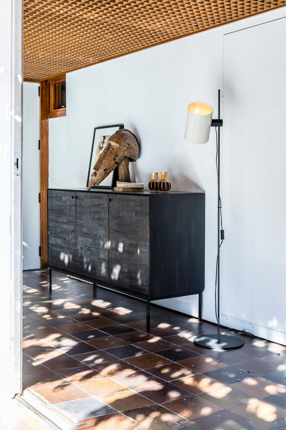 GUADALUPE černá/béžová stojací lampa - FARO