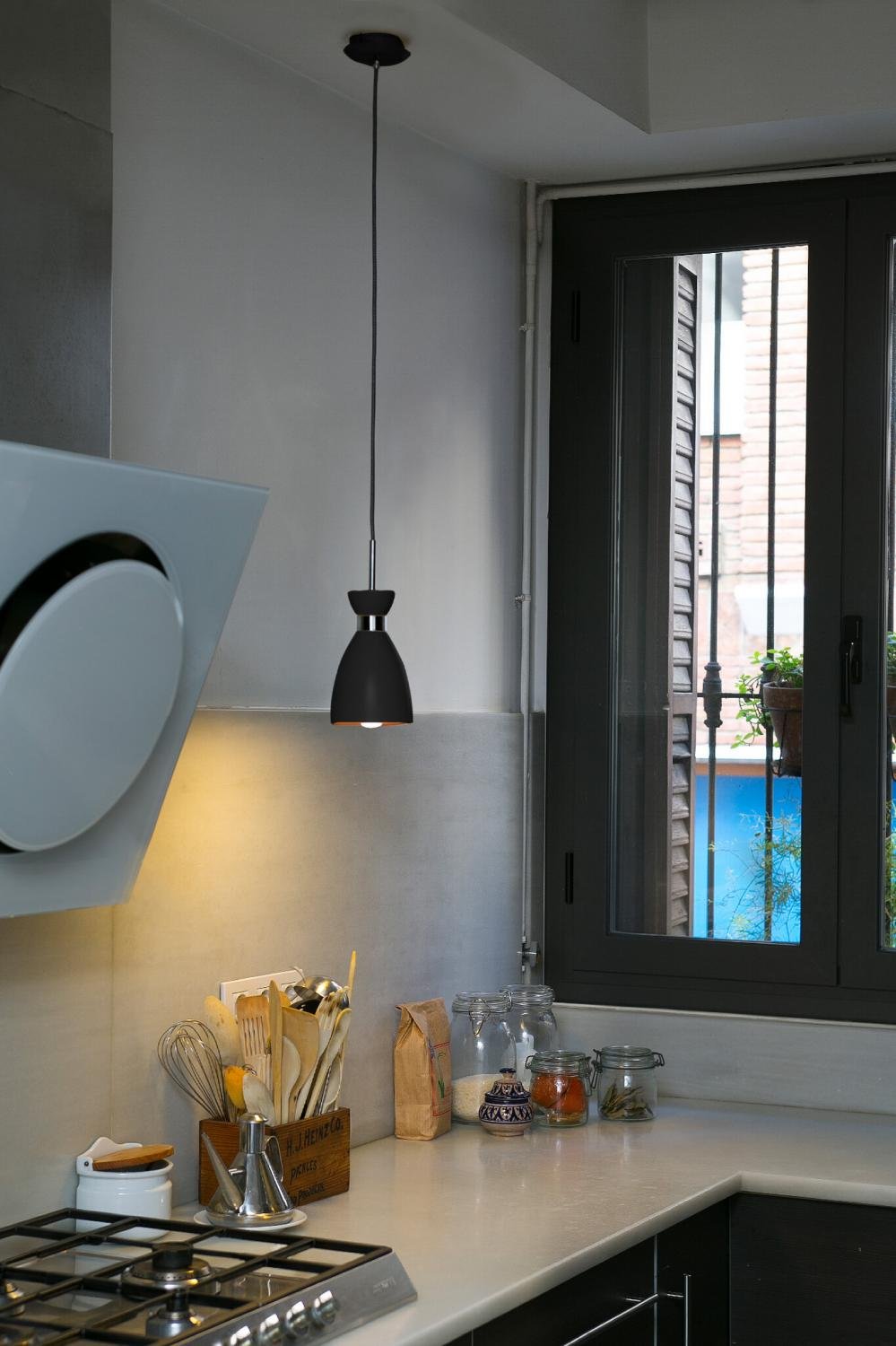 RETRO závěsné svítidlo, černá a měď - FARO