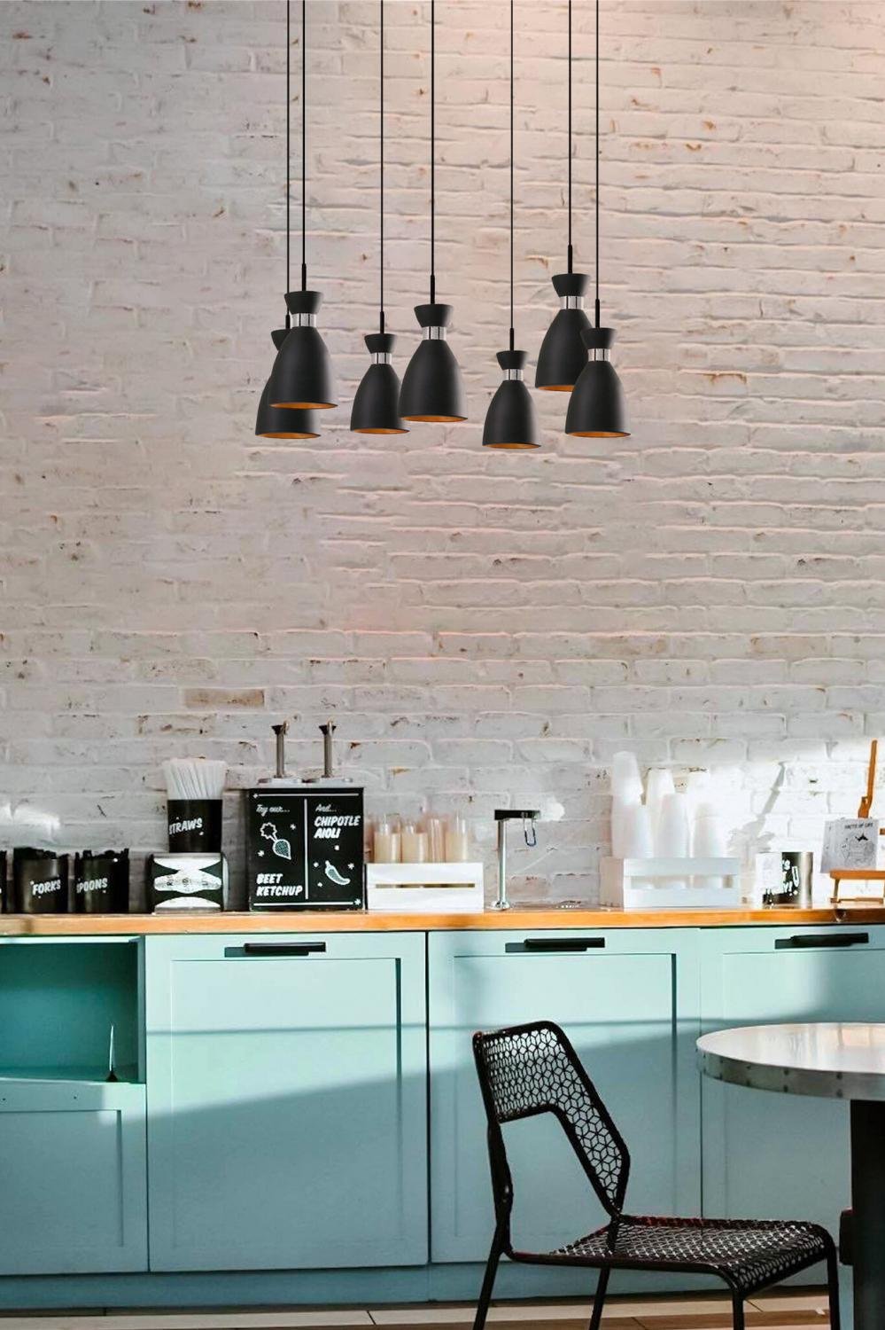 RETRO 7L závěsné svítidlo, černá a měď - FARO