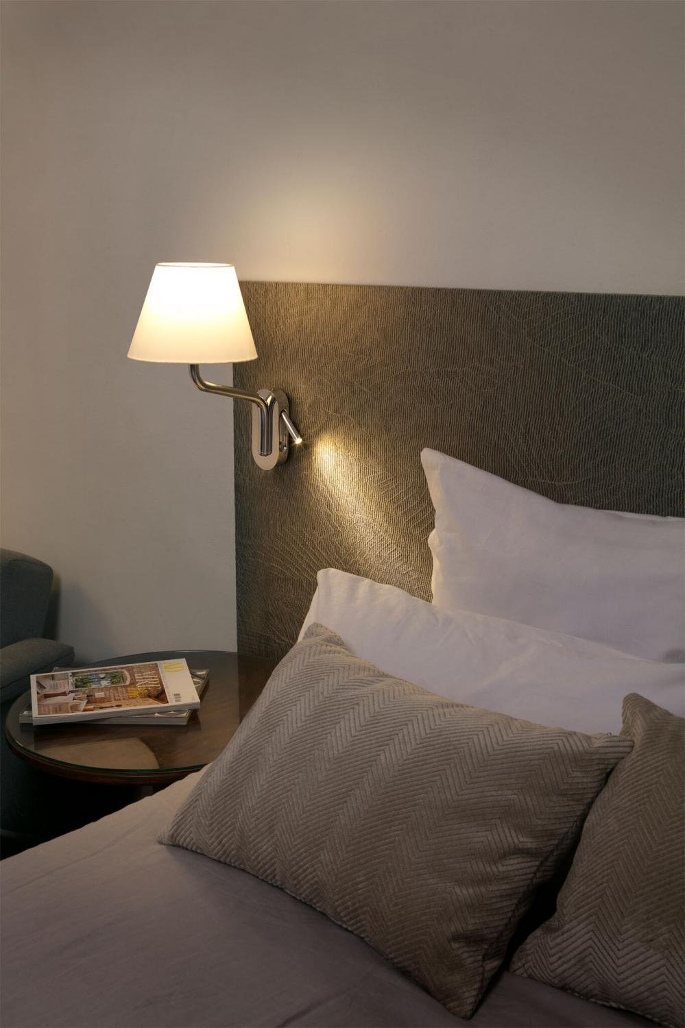Levně ETERNA levá chrom/béžová nástěnná lampa se čtecí lampičkou - FARO