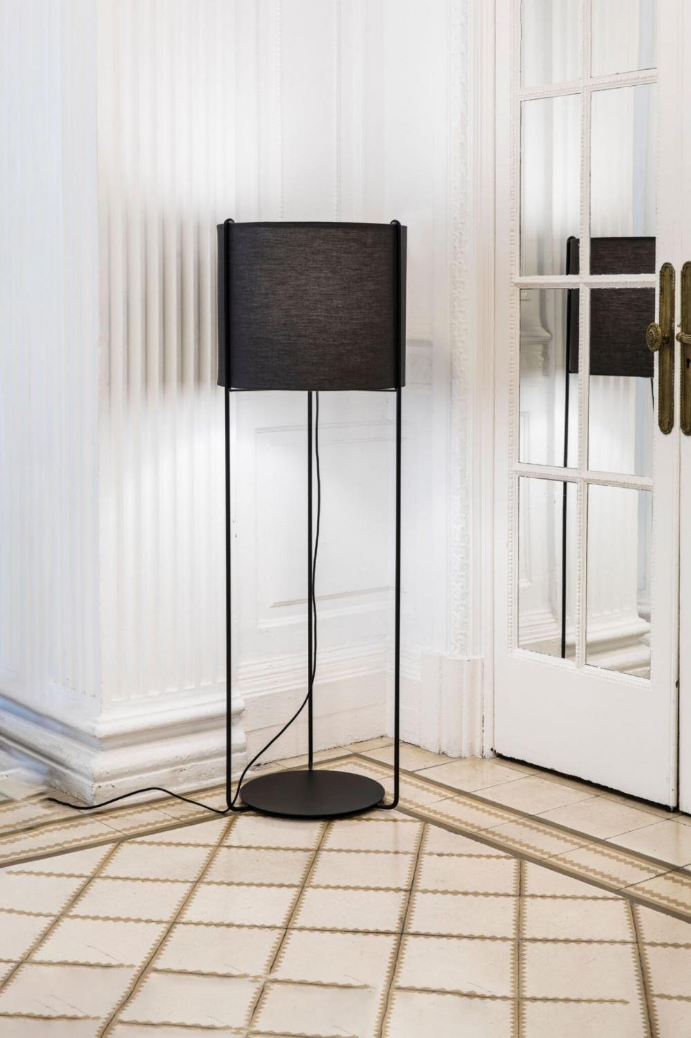 DRUM černá/šedá stojací lampa - FARO