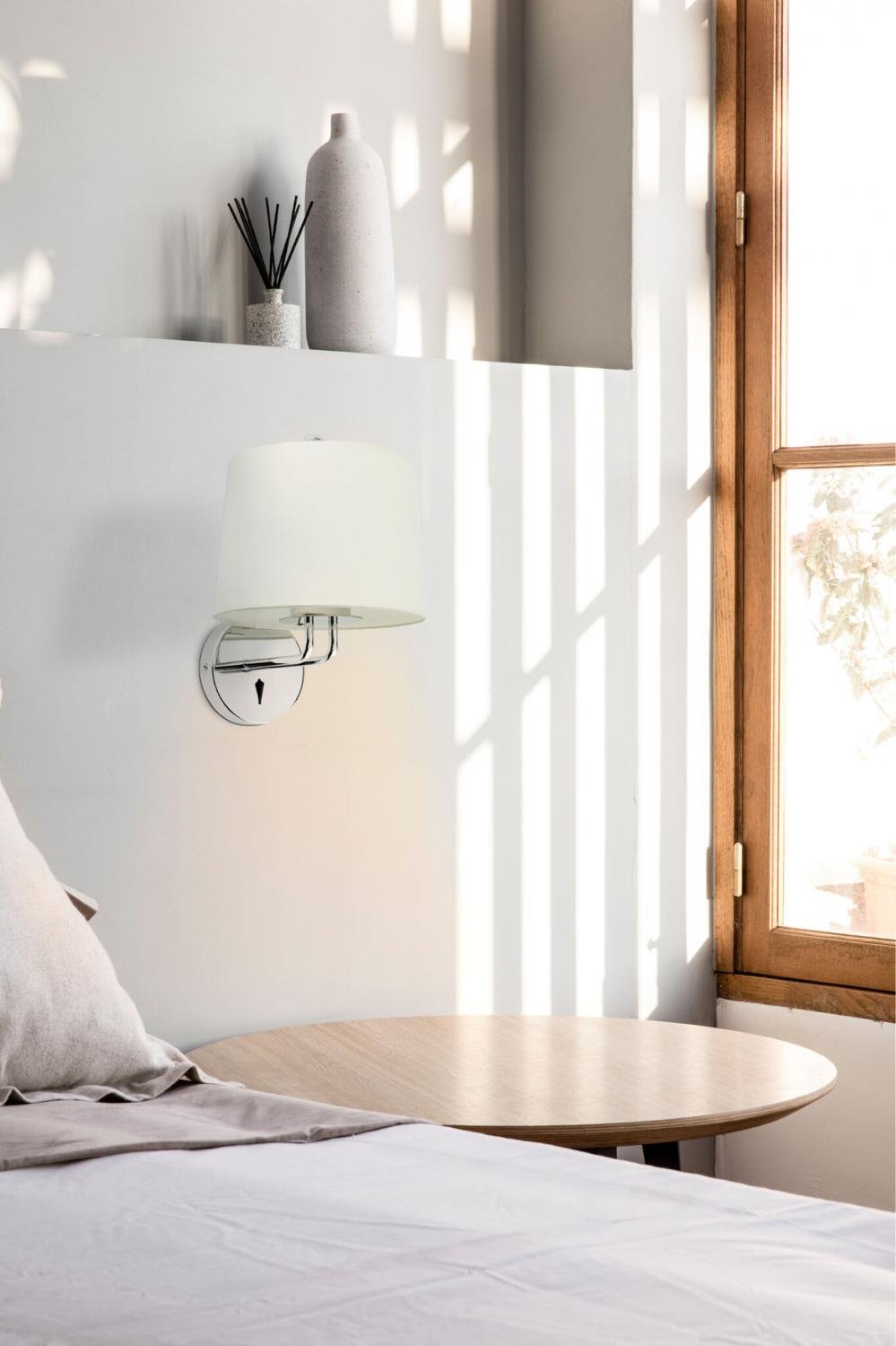 MONTREAL nástěnná lampa, chrom/bílá - FARO