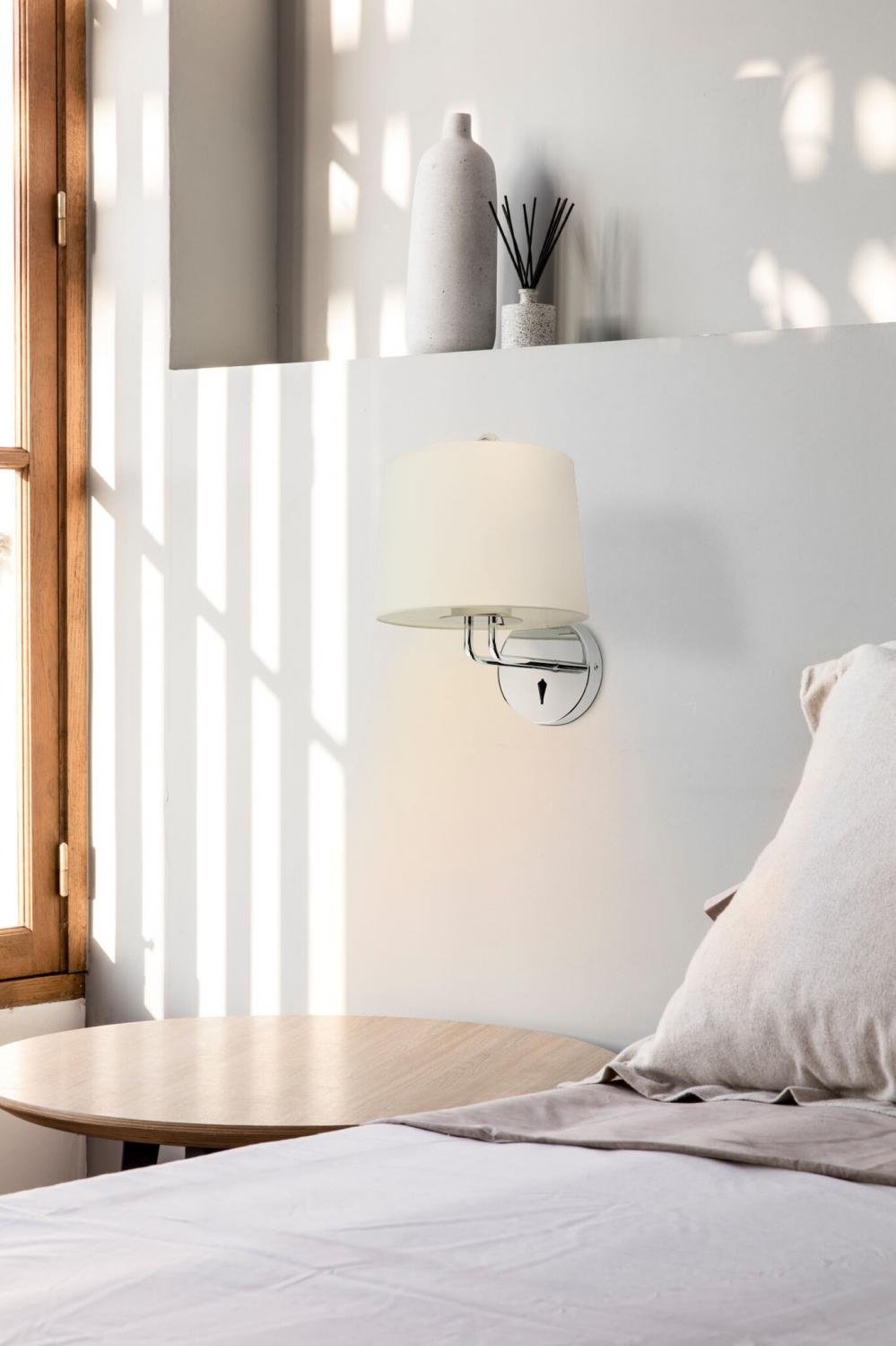 MONTREAL nástěnná lampa, chrom/béžová - FARO
