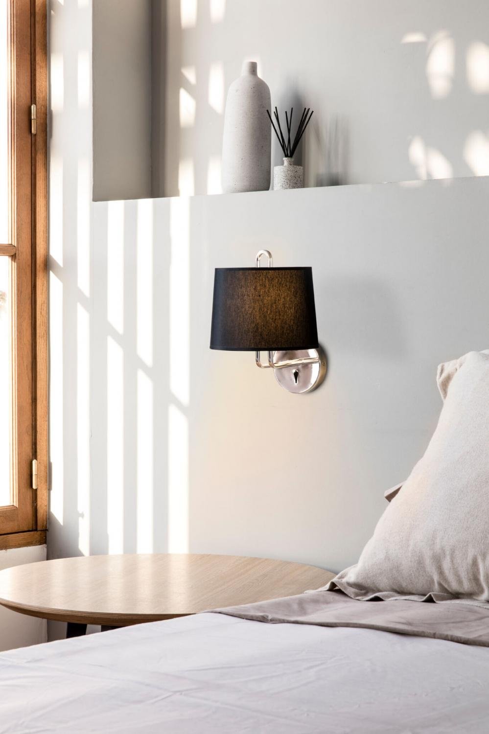 MONTREAL nástěnná lampa, chrom/černá - FARO