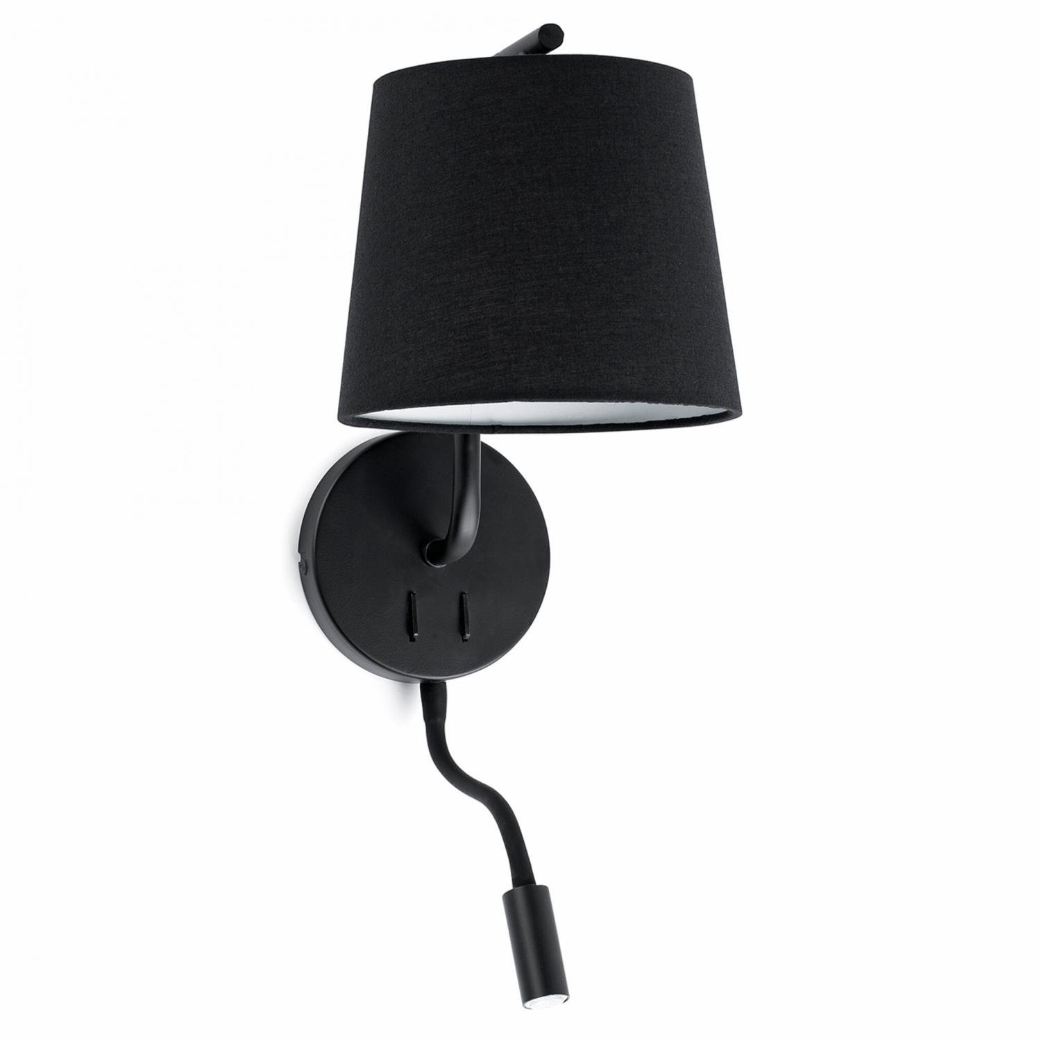 BERNI nástěnná lampa, černá, se čtecí lampičkou - FARO