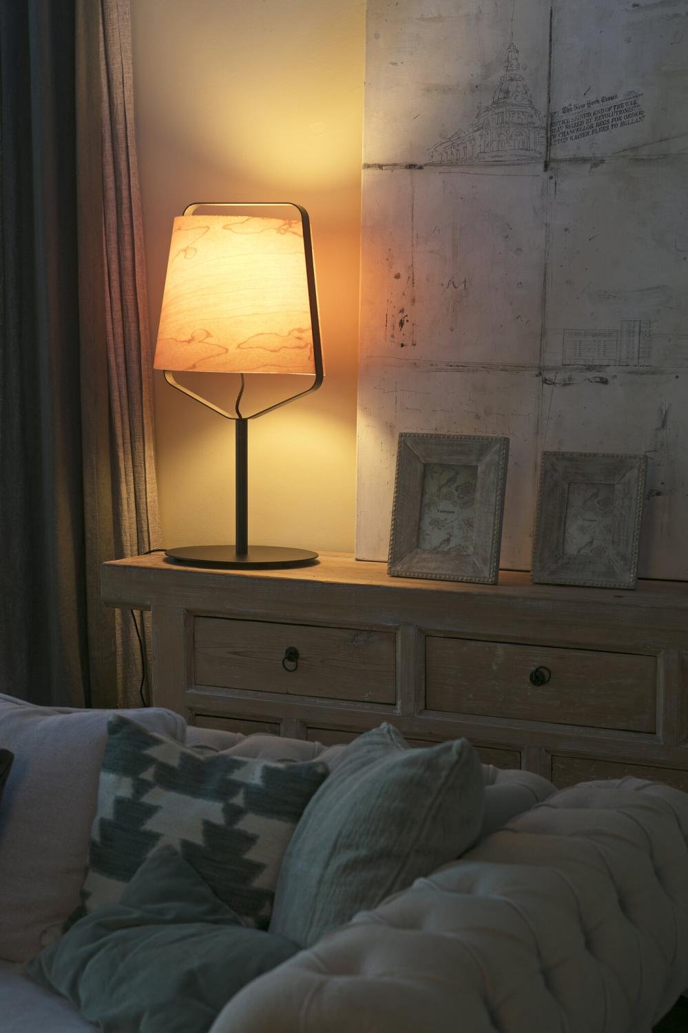 STOOD černá a dřevěná stolní lampa - FARO