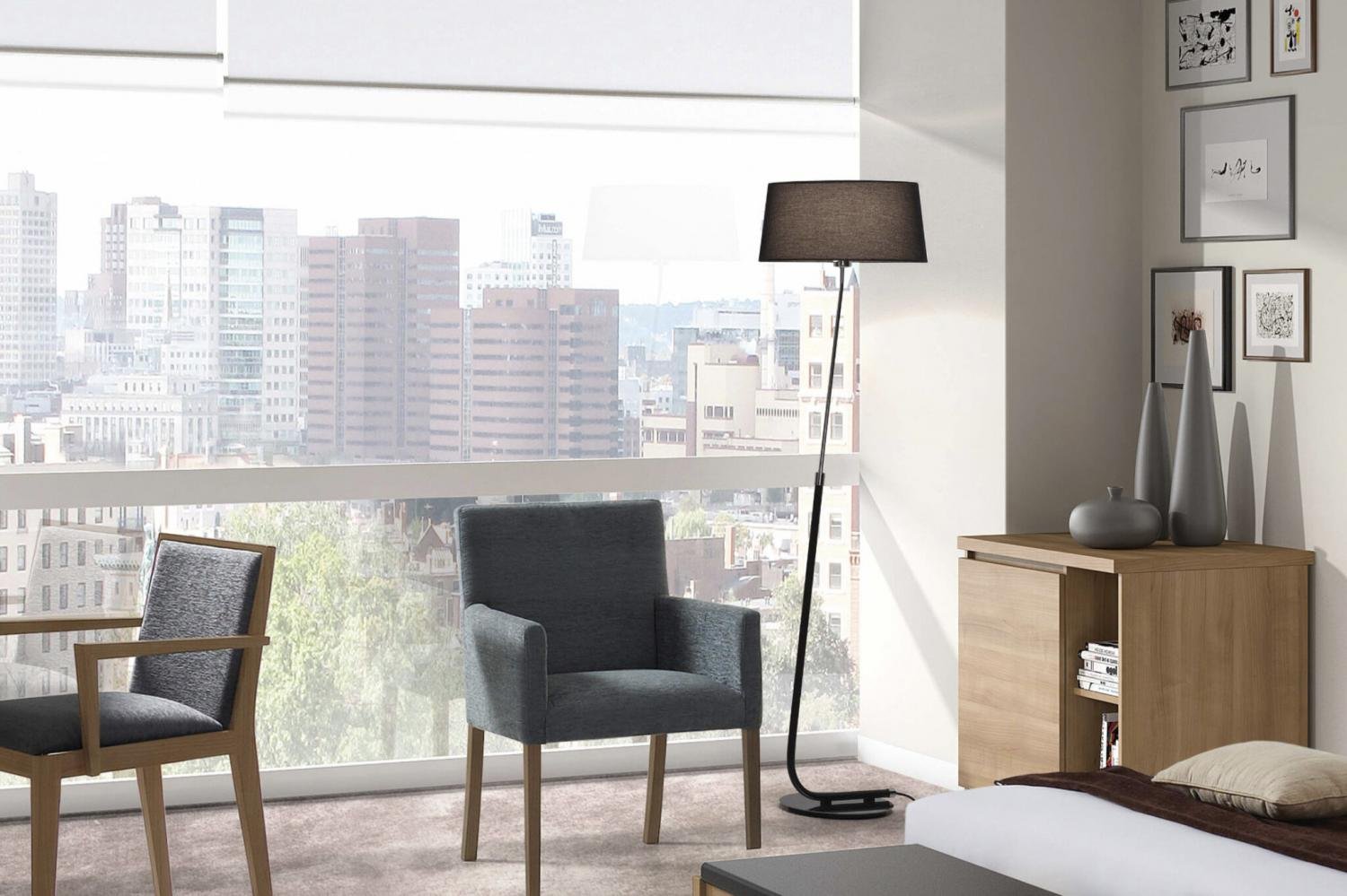 HOTEL černá stojací lampa - FARO