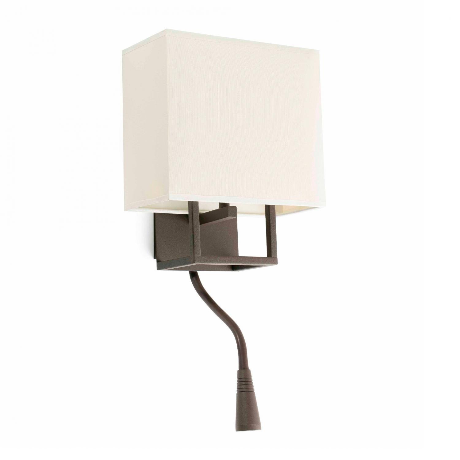 Levně VESPER nástěnná lampa, hnědá a béžová, se čtecí lampičkou - FARO