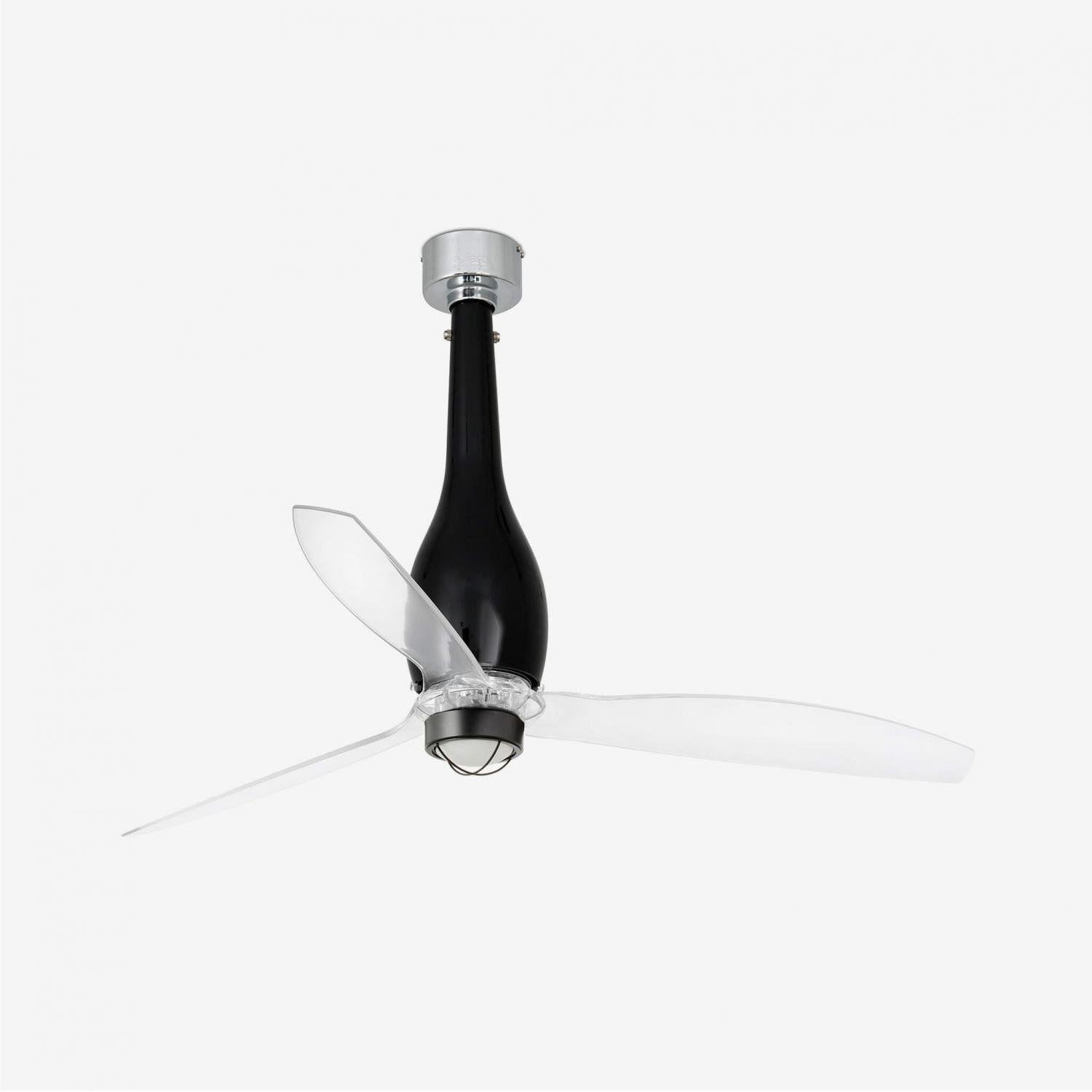 ETERFAN M LED, černá/transparentní, stropní ventilátor s DC motorem - FARO