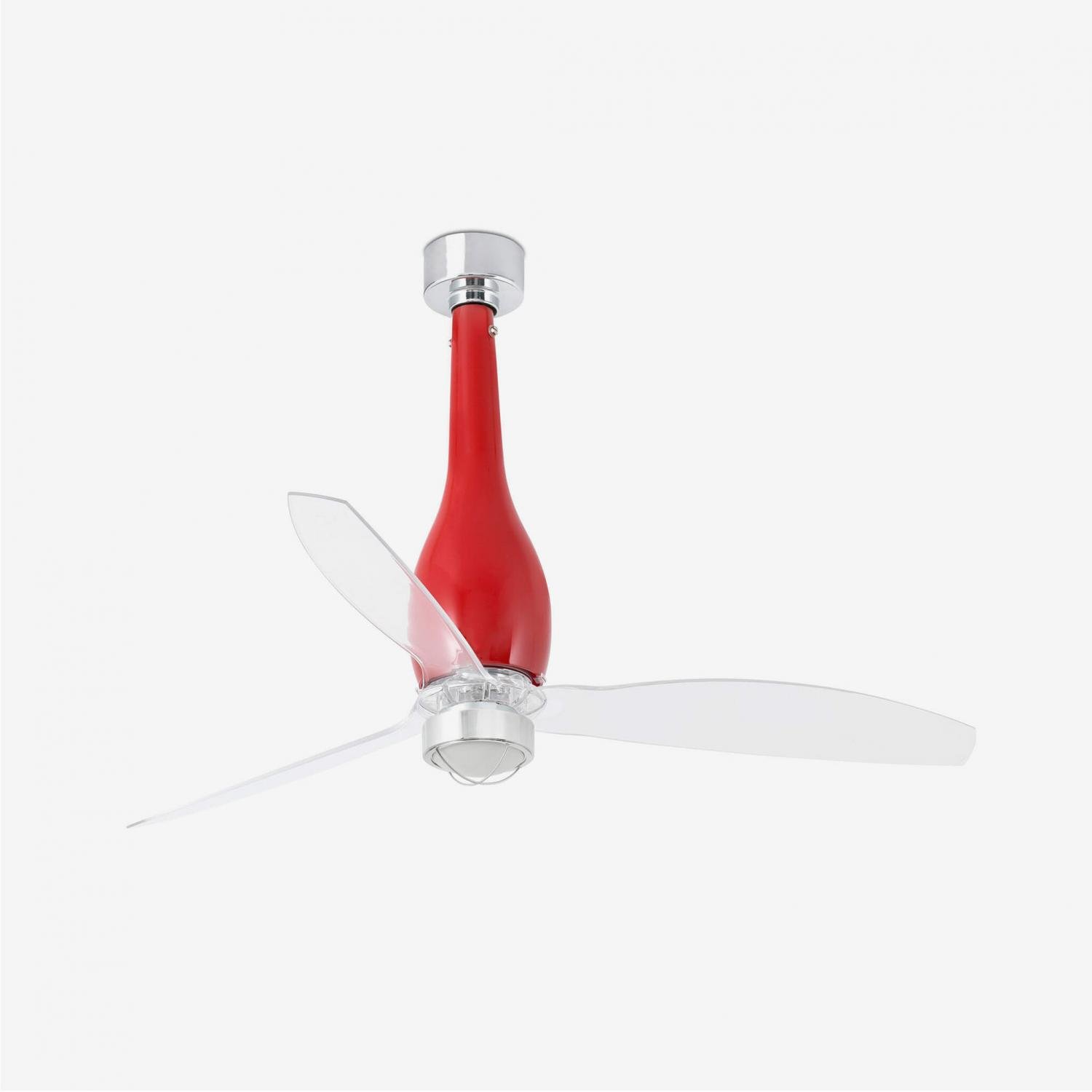ETERFAN M LED, červená/transparentní, stropní ventilátor s DC motorem - FARO