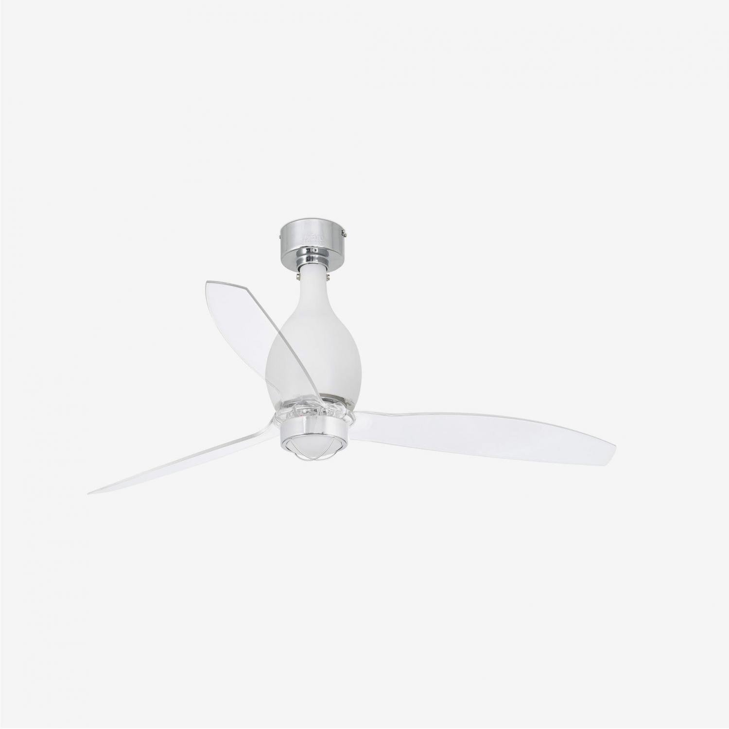 MINI ETERFAN M LED, bílá/transparentní, stropní ventilátor s DC motorem - FARO