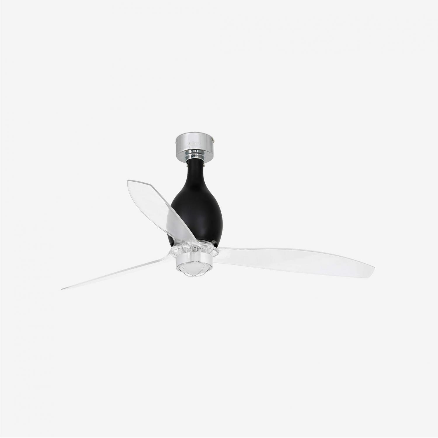 MINI ETERFAN M LED, černá/transparentní, stropní ventilátor s DC motorem - FARO