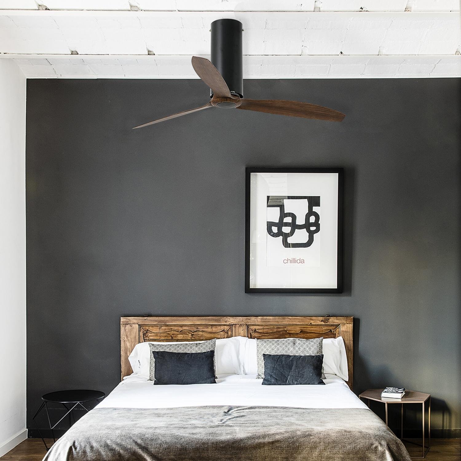 TUBE FAN, černá/dřevo, stropní ventilátor s DC motorem - FARO