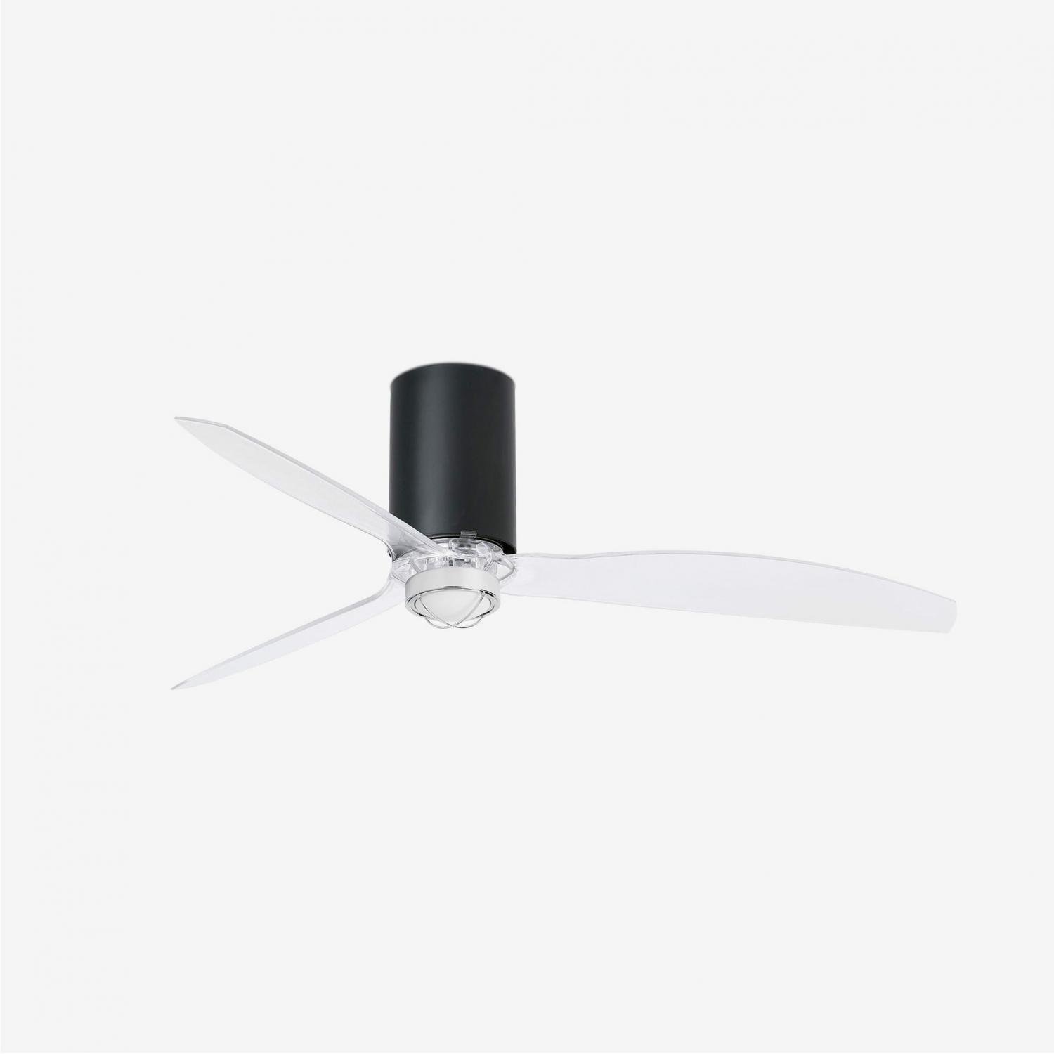 Levně MINI TUBE FAN M LED, černá/transparentní, stropní LED ventilátor s DC motorem - FARO