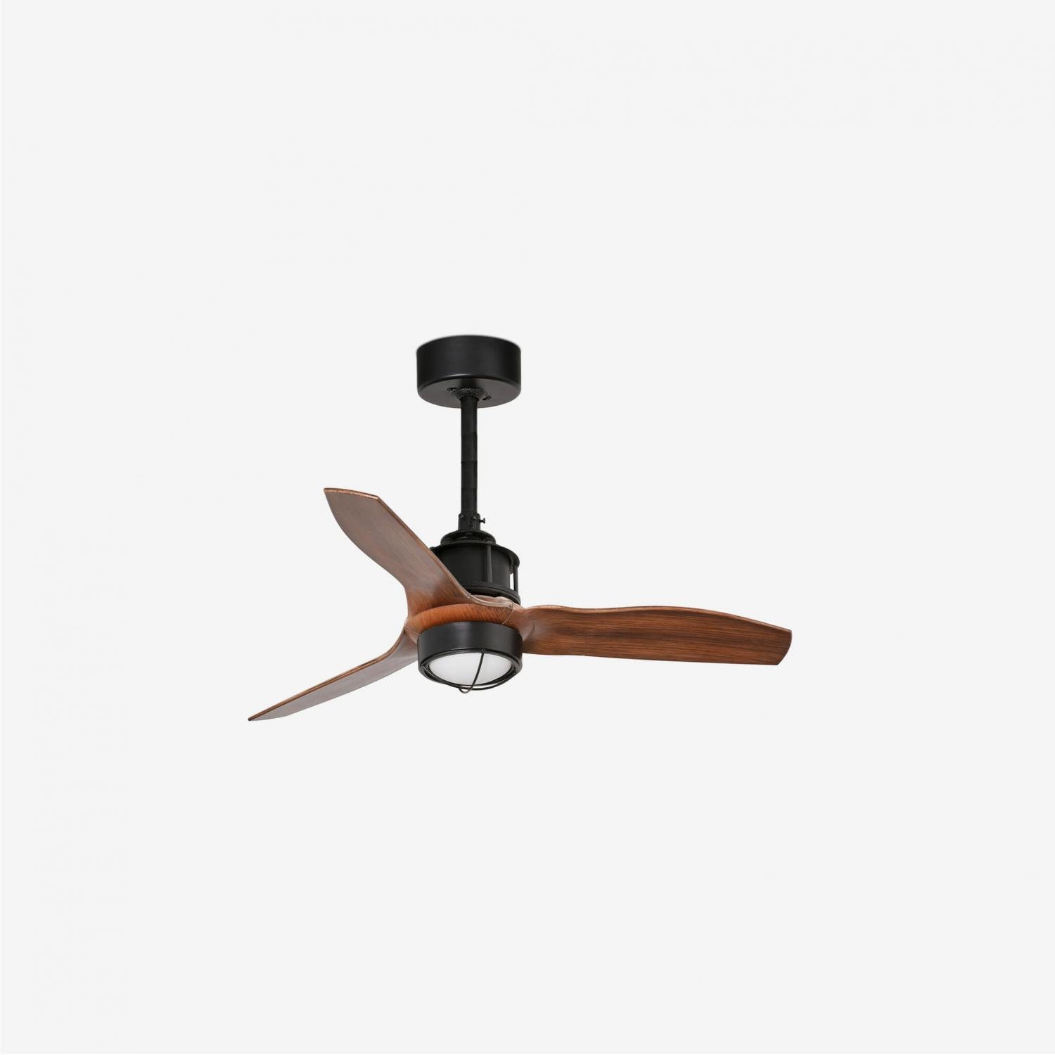 JUST FAN XS LED, černá/dřevo, stropní ventilátor 81cm - FARO