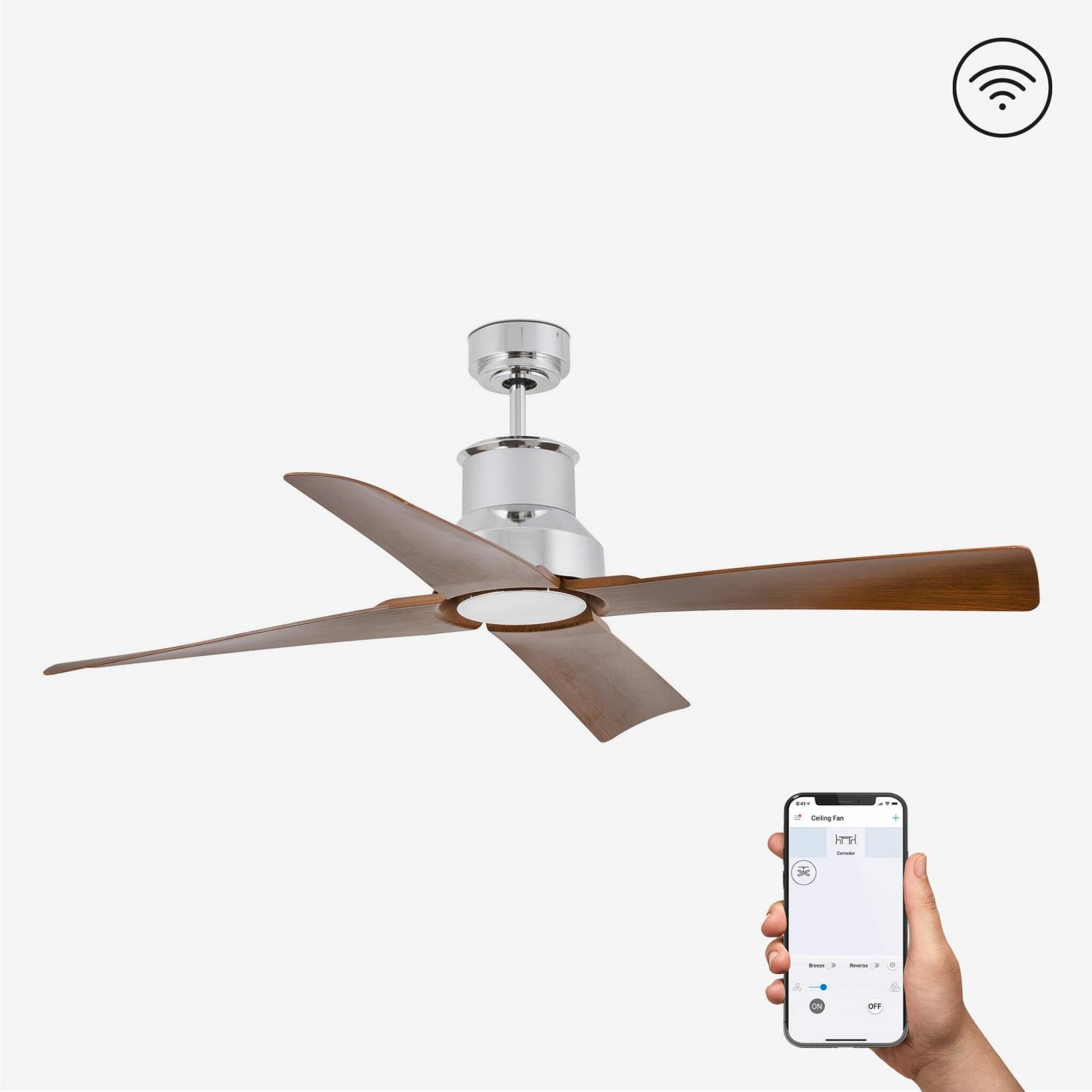 WINCHE M LED, chrom, stropní ventilátor s DC motorem SMART - FARO