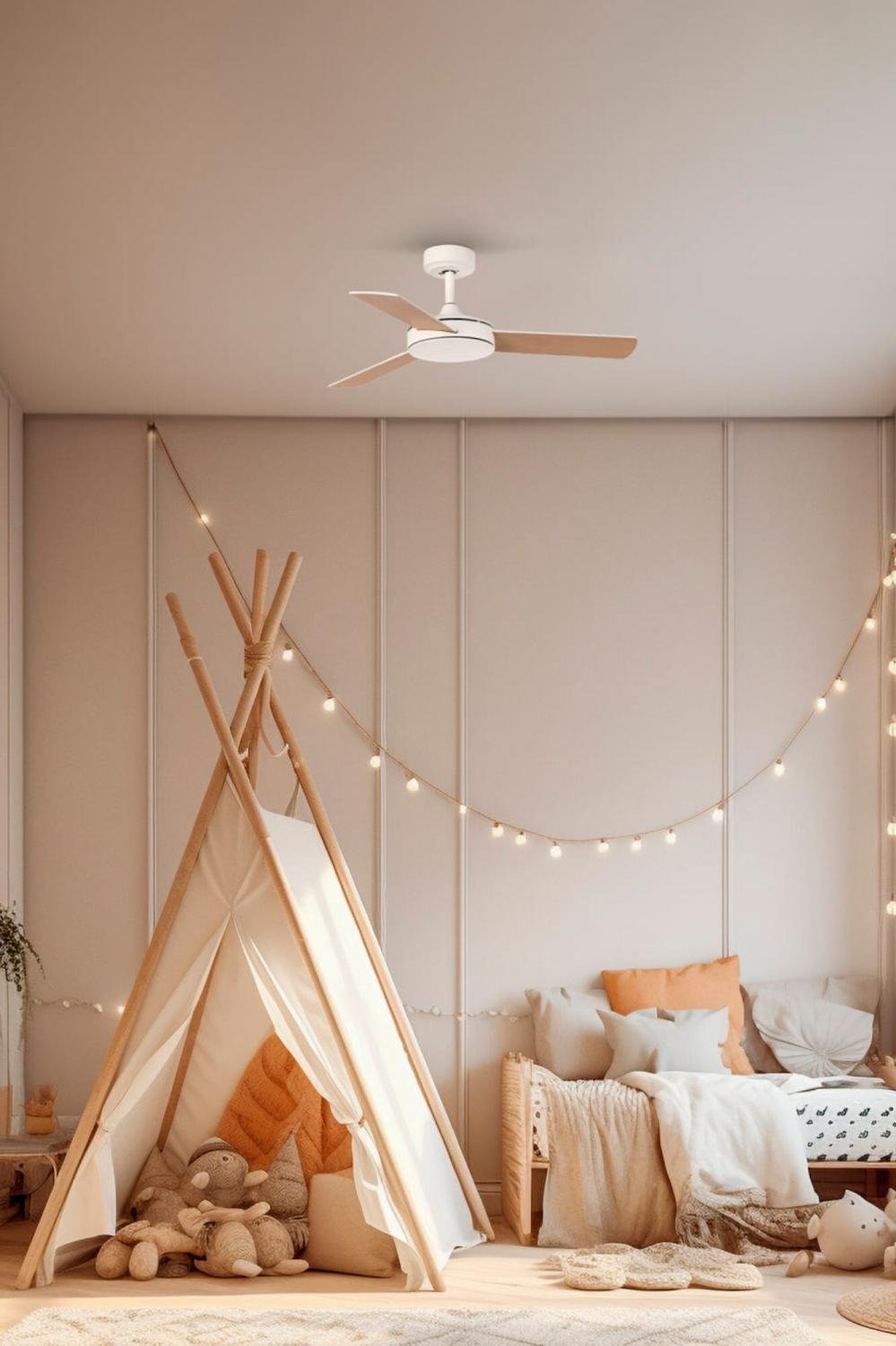 MINI MALLORCA S stropní ventilátor, bílá/javor - FARO