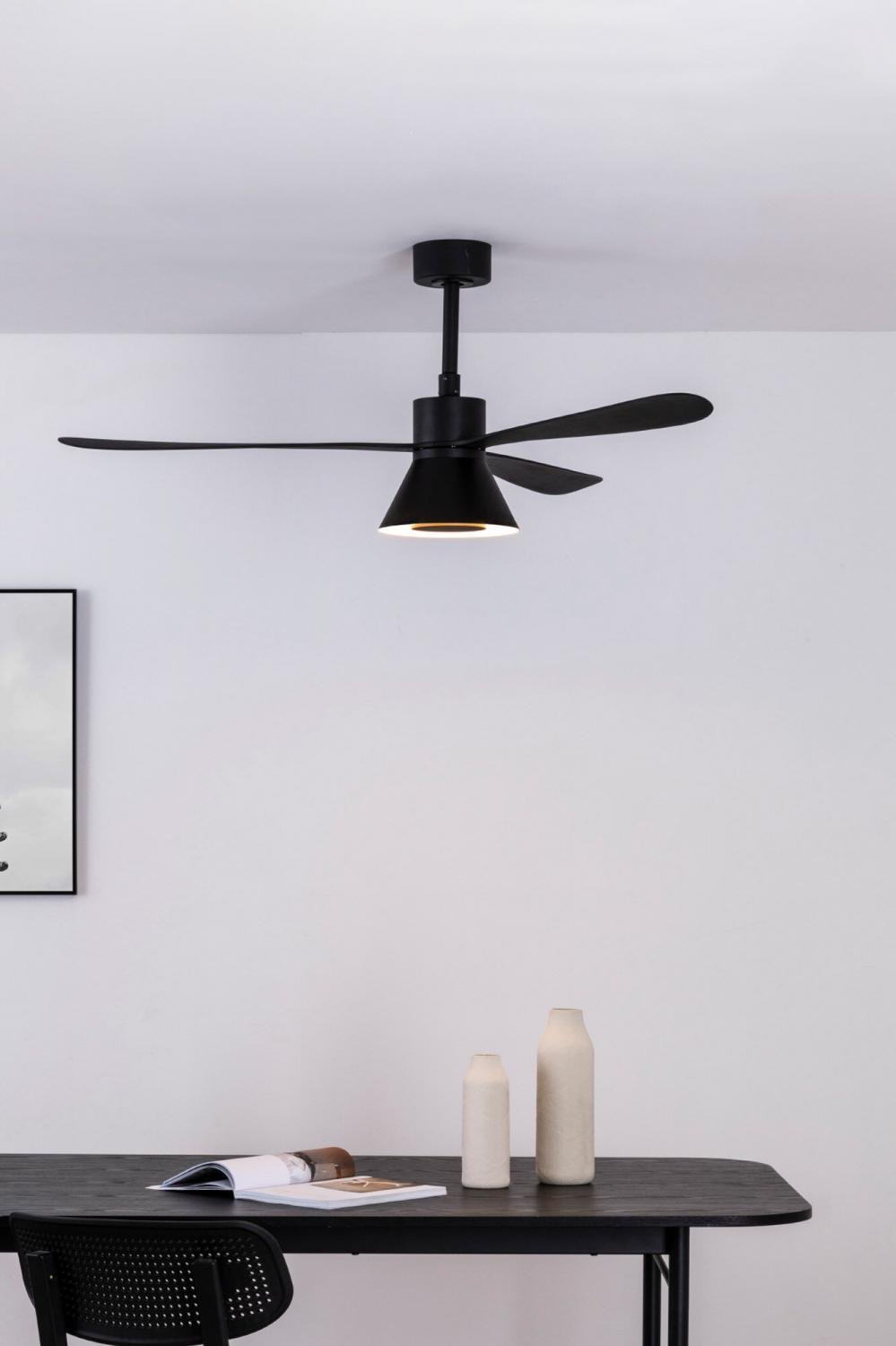 AMELIA L CONE LED stropní ventilátor, černá - FARO