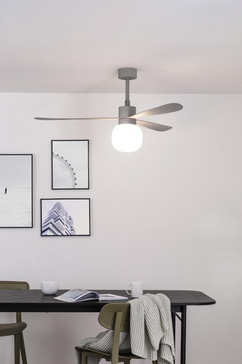 AMELIA L BALL LED stropní ventilátor, šedá - FARO