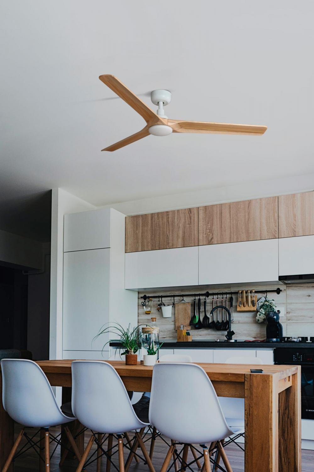 HEYWOOD L LED stropní ventilátor, černá/tmavé dřevo s DC motorem - FARO