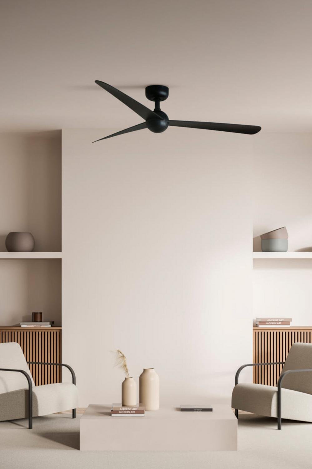 SFERA M stropní ventilátor, černá s DC motorem - FARO