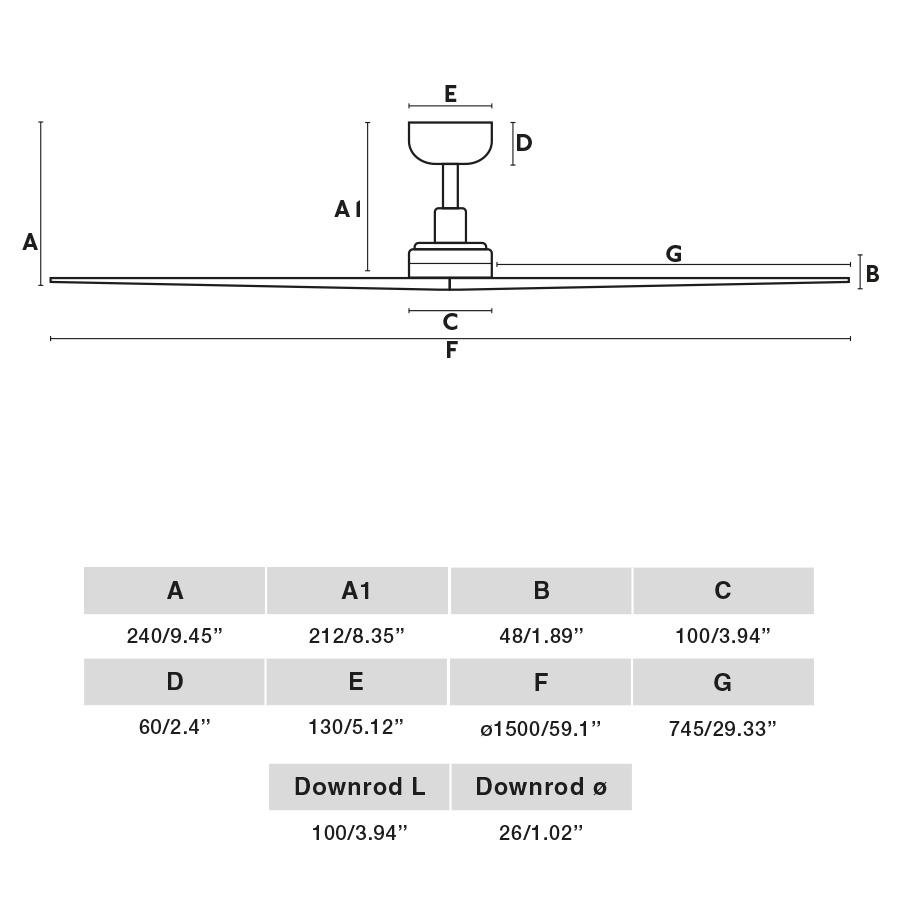 KLIM L stropní ventilátor, bílá/světlý dub DC - FARO