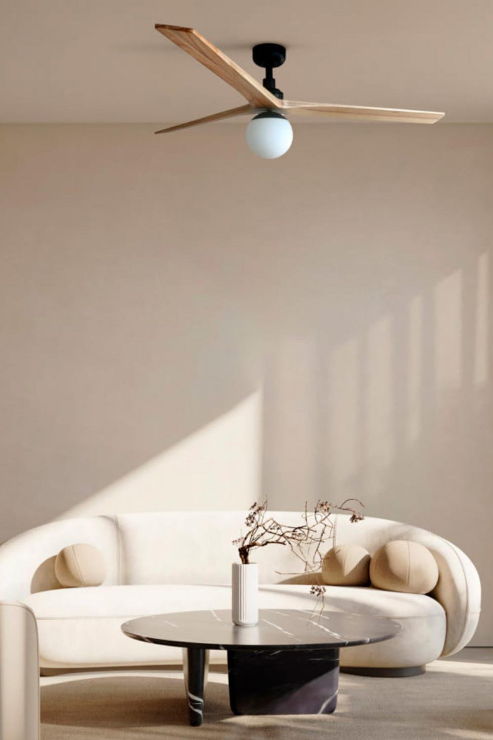 KLIM L stropní ventilátor, černá/světlý dub DC E27 - FARO