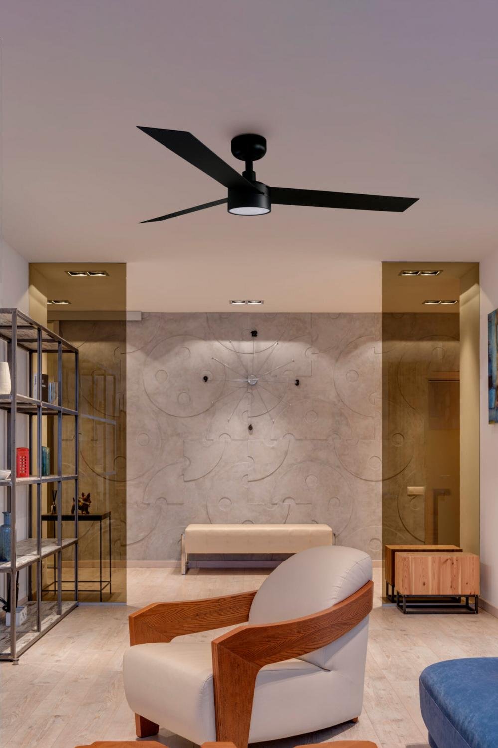 CRUISER L LED stropní ventilátor, černá s DC motorem - FARO