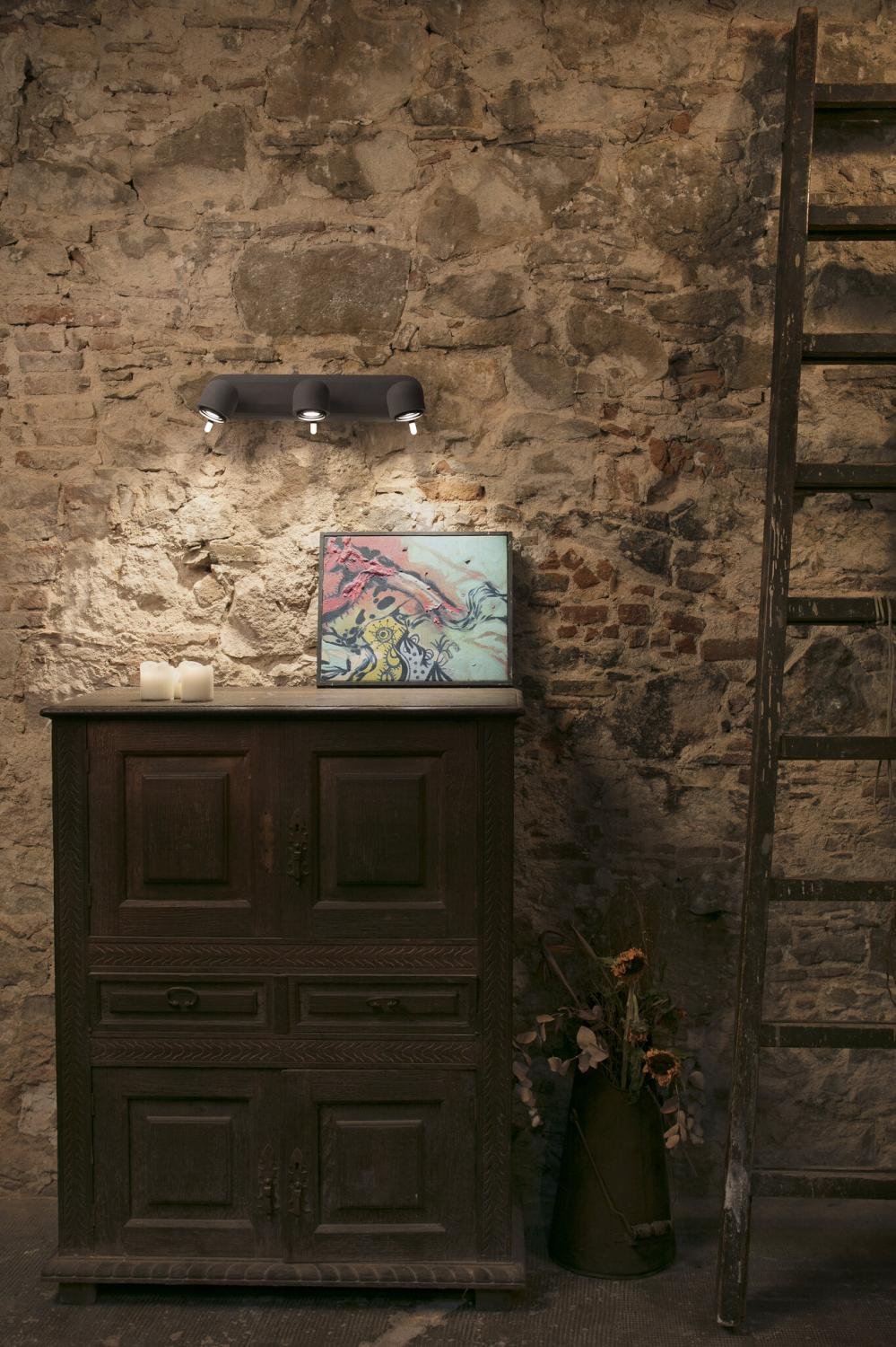 STONE 3L nástěnná lampa, šedá - FARO