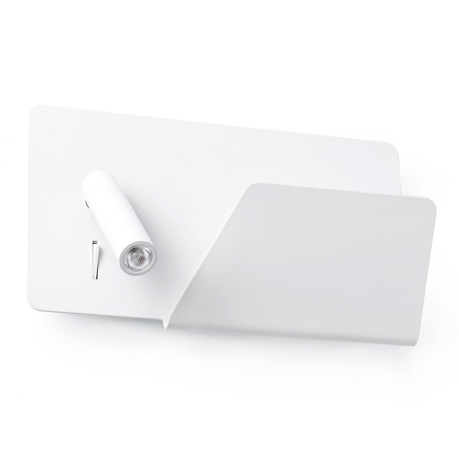 Levně AKCE - SUAU USB nástěnná lampa, bílá, se čtecí LED lampičkou - FARO