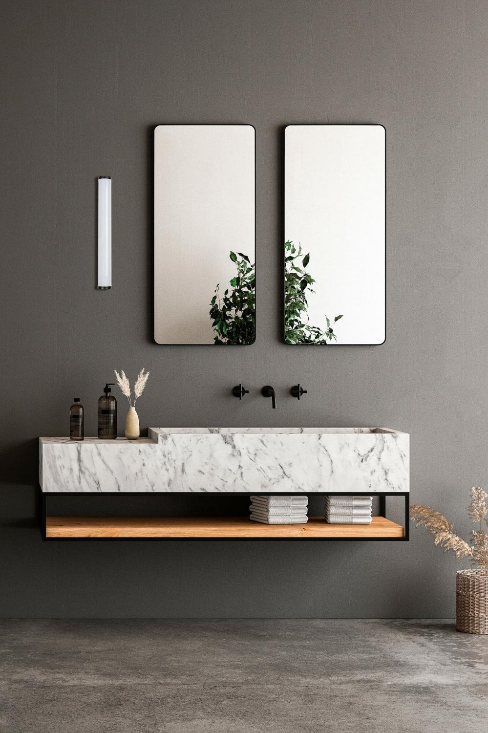 TIDE 300 nástěnné svítidlo, černá - FARO