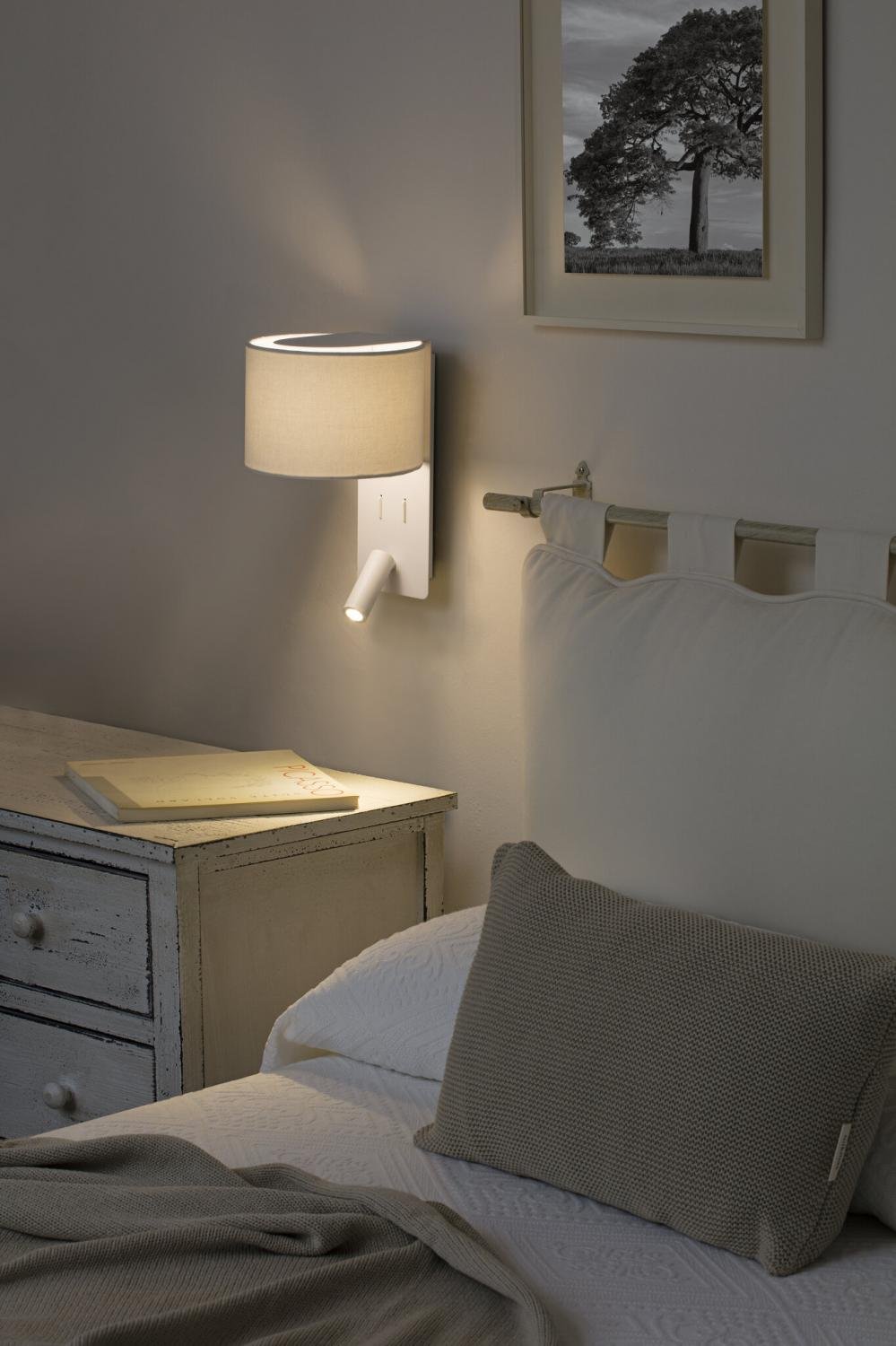 FOLD nástěnná lampa, bílá, se čtecí lampičkou - FARO