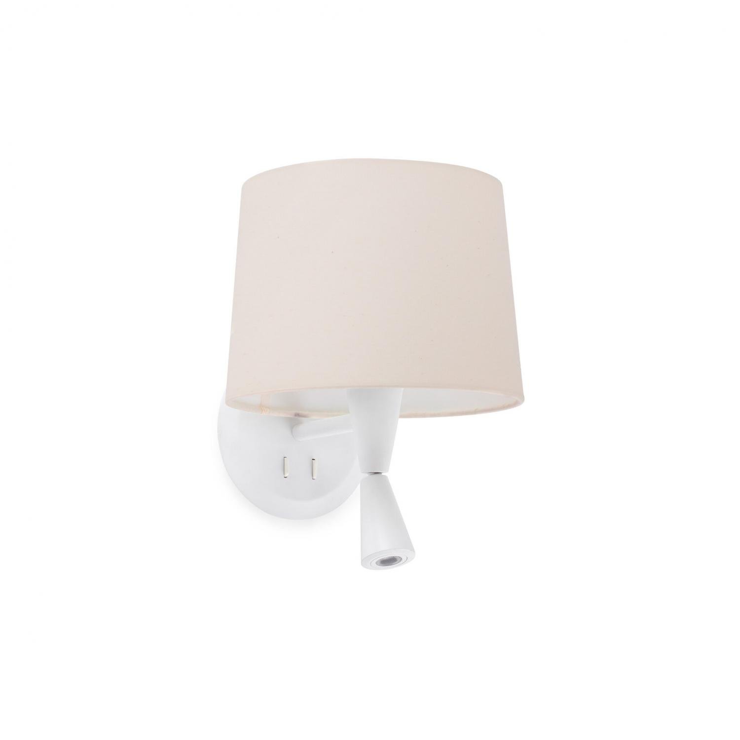 Levně CONGA nástěnná lampa, bílá/béžová, se čtecí lampičkou - FARO